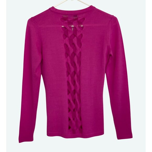 Versace Collection‎ Wool Pink Button Front Knit Cardigan Back Braid Detail 40 - Picture 11 of 15